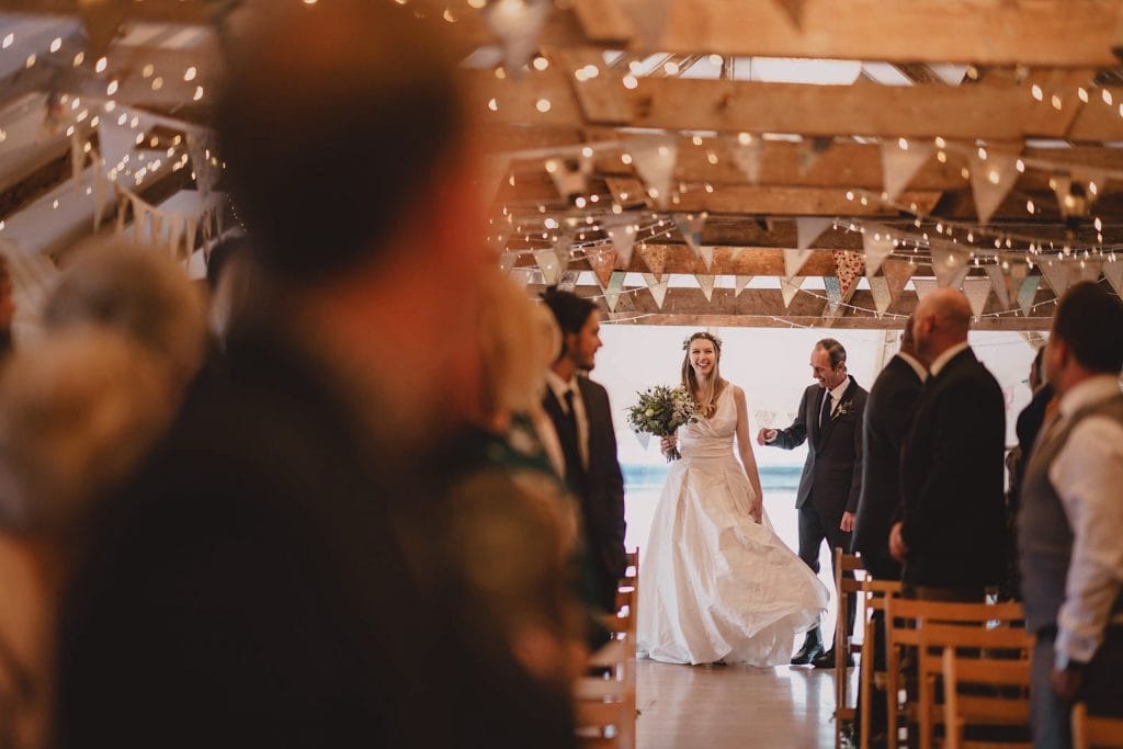 A ceremony in the Wedding Barn at The Green, Cornwall