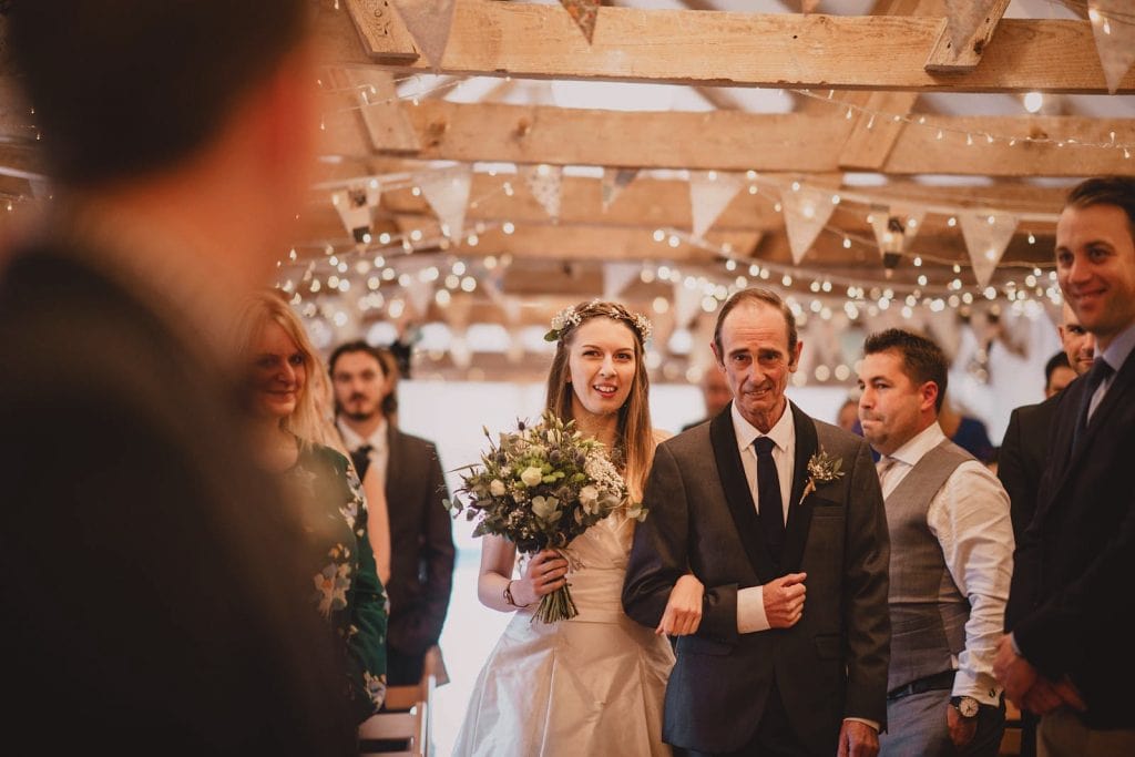 A ceremony in the Wedding Barn at The Green, Cornwall