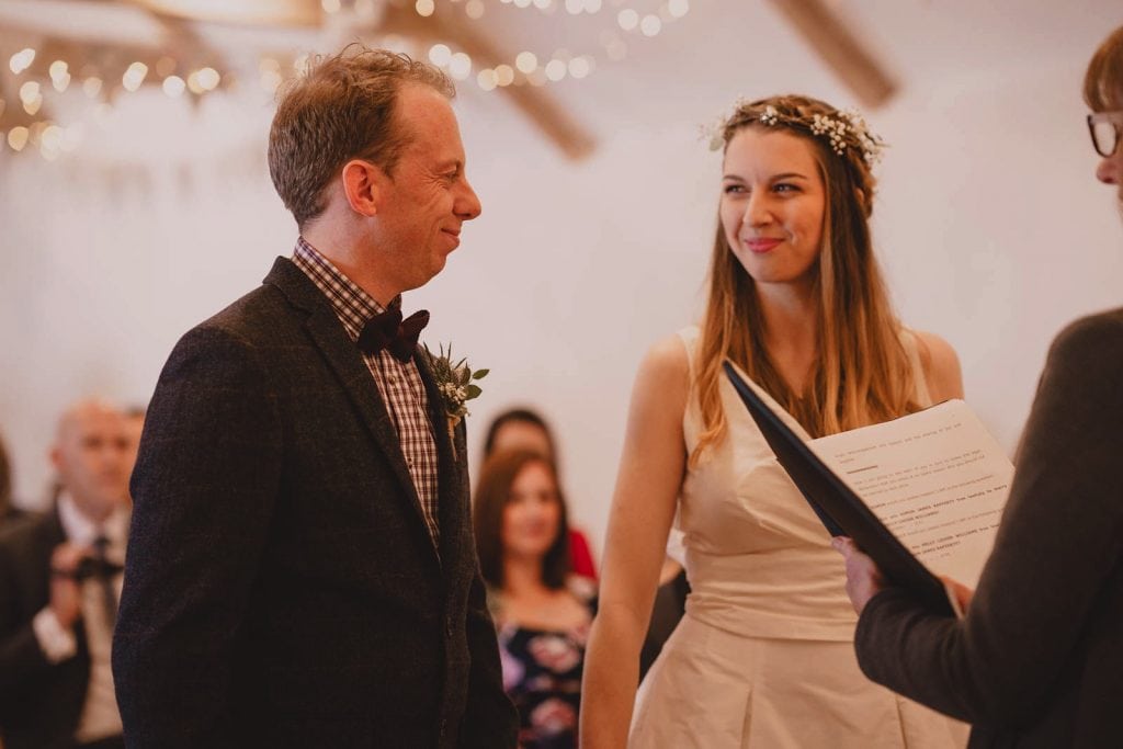 A ceremony in the Wedding Barn at The Green, Cornwall