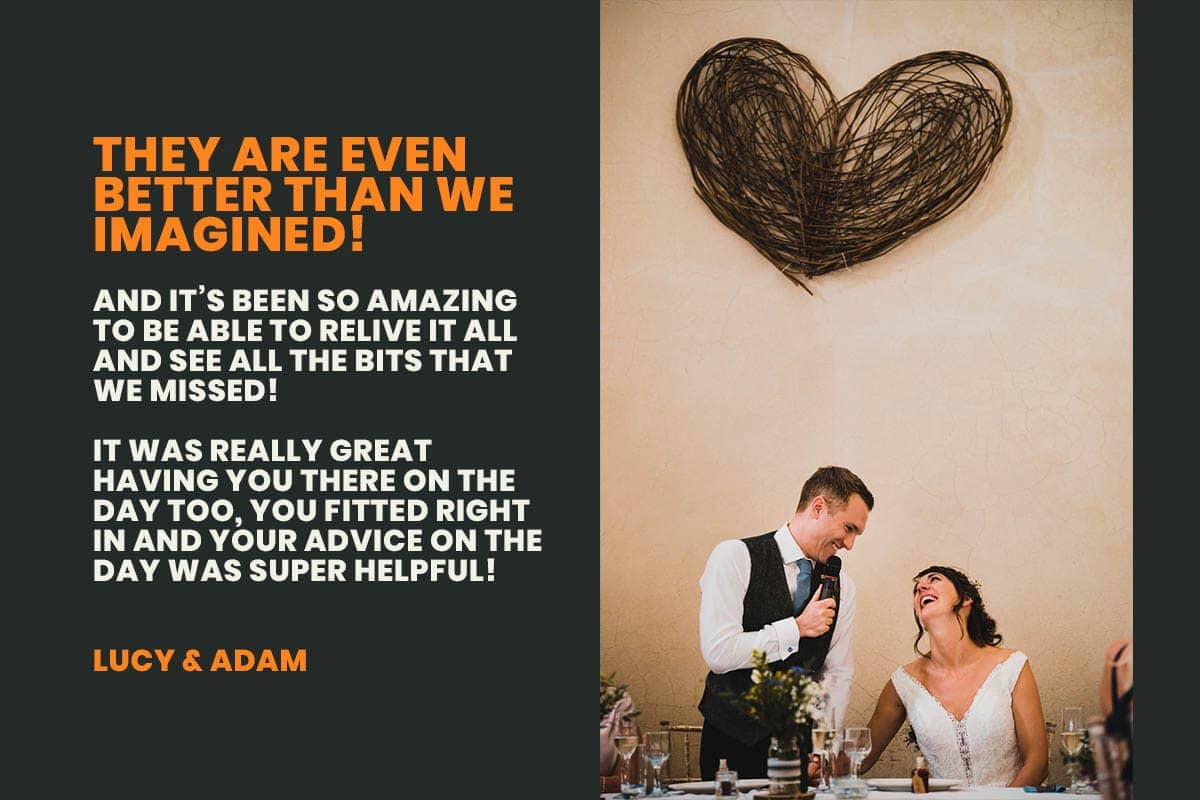 Great feedback for wedding photography